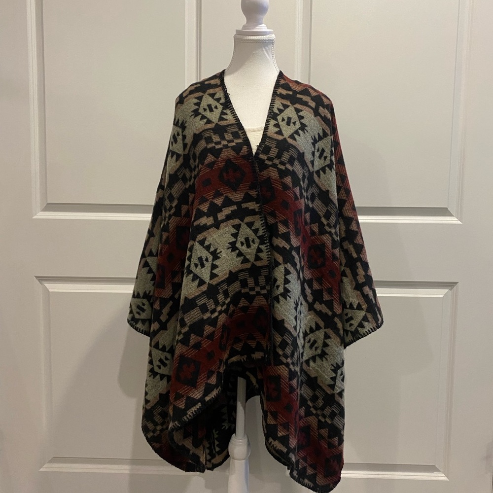 Wooly Southwestern Style Wrap/Shawl- One Size